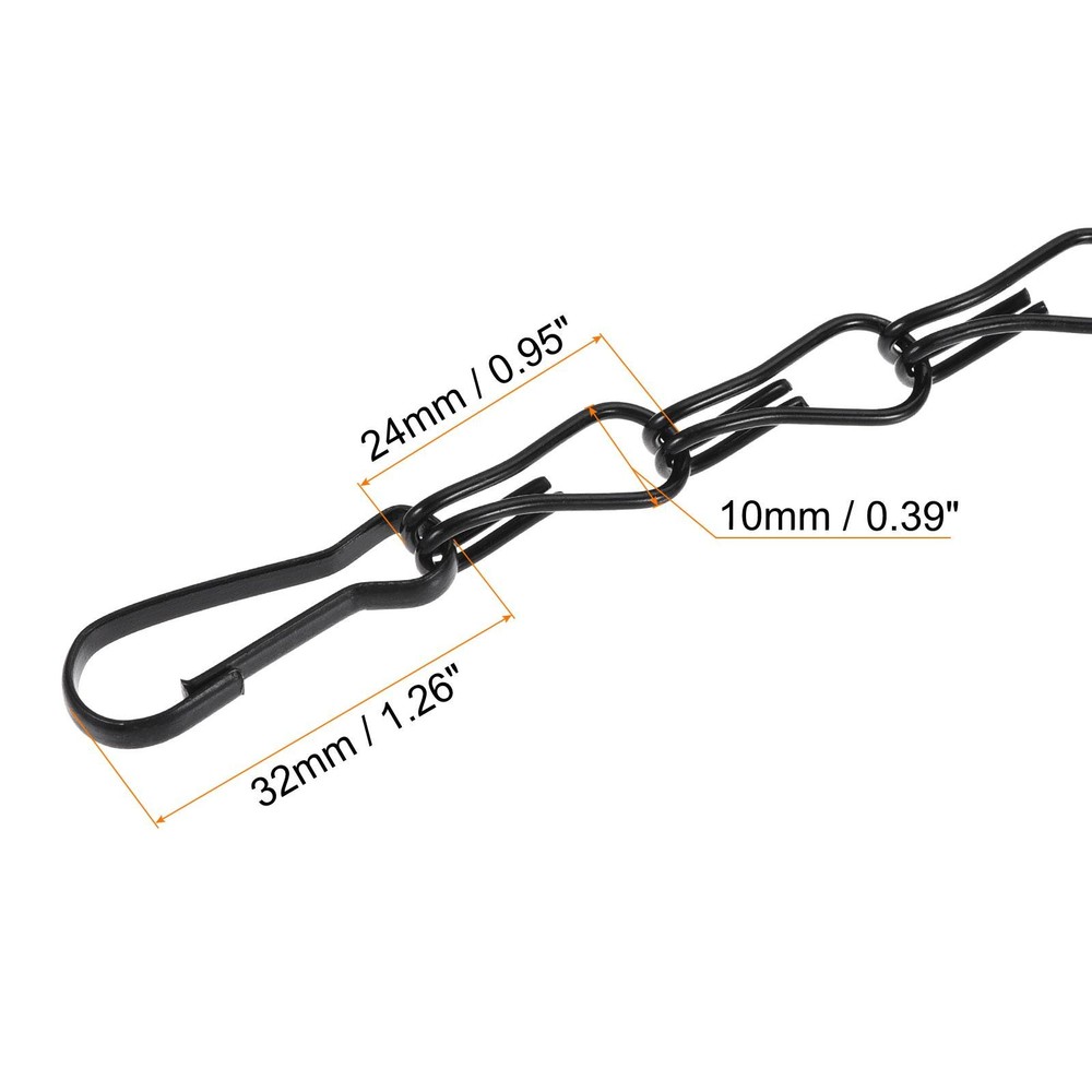 Hanging Chains 50cm Extension Link 4 Point Holder with S Hook Clips Black