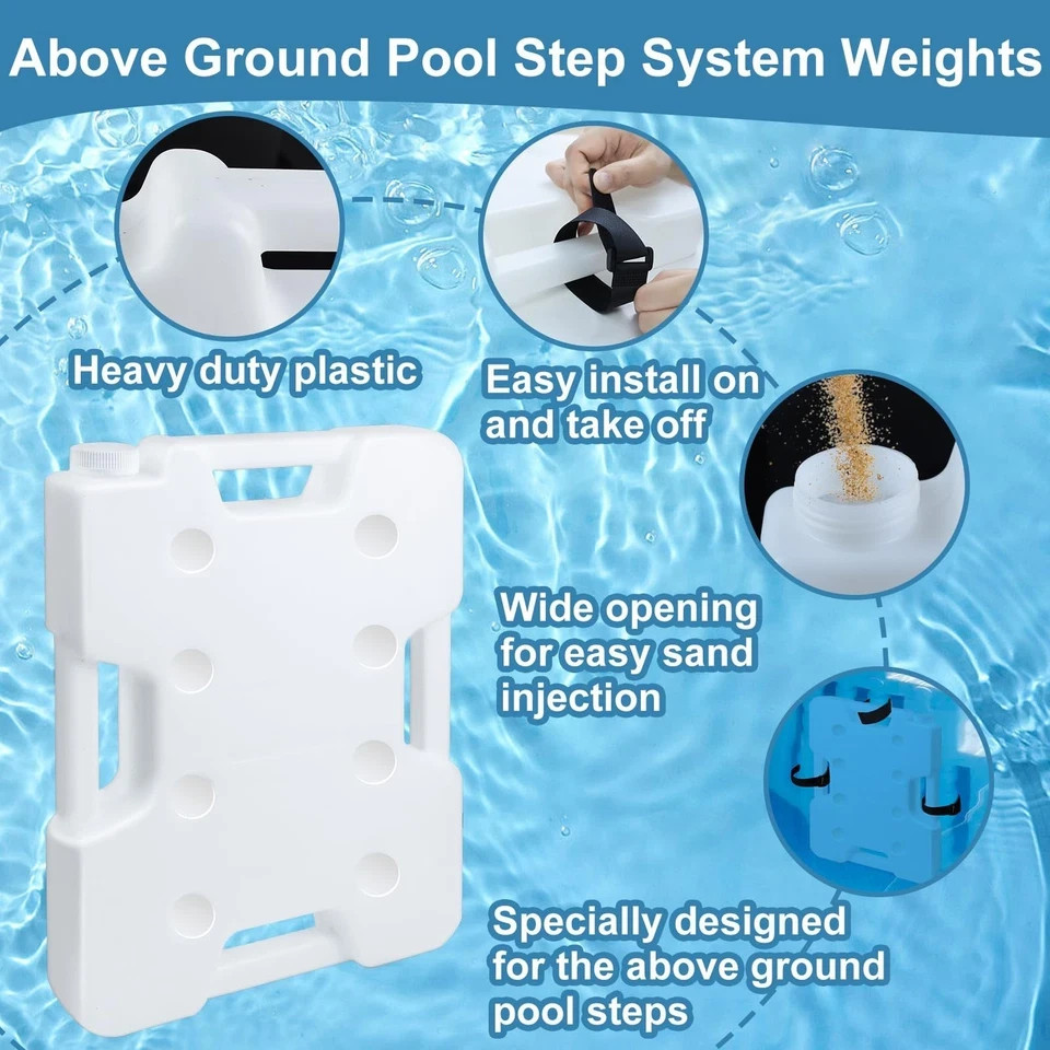 2 Pack Swimming Pool Ladder Weights for Above Ground Pools, Plastic Pool Step...