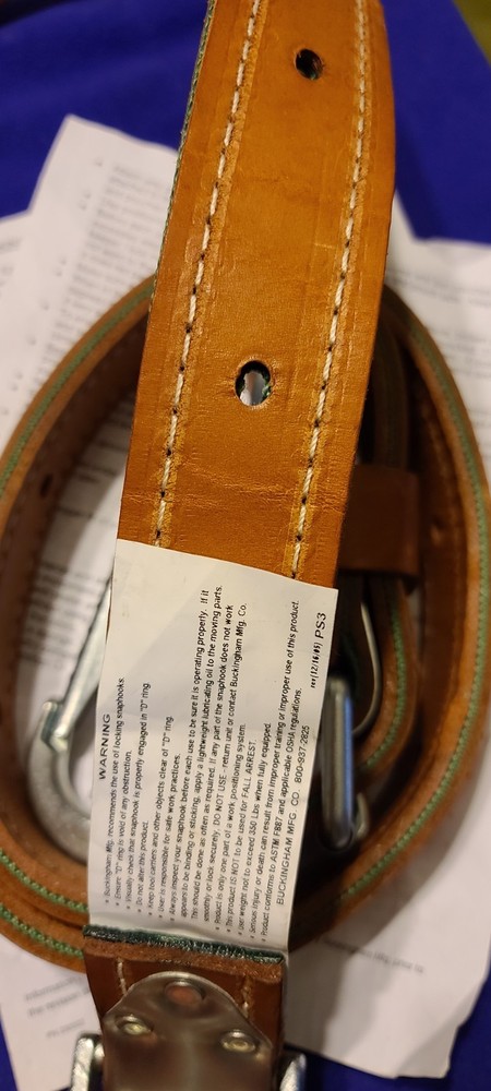 BUCKINGHAM 7' Leather Nylon Pole Safety Strap Belt,klein,bashlin,lineman