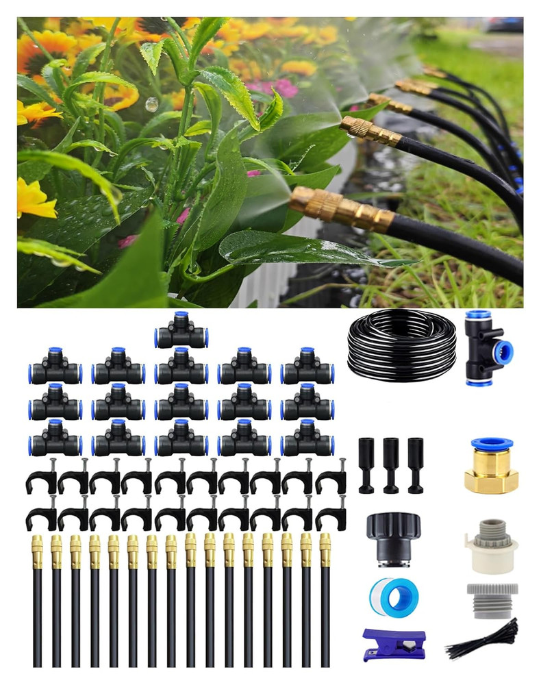 Drip Irrigation System - 360° Adjustable Micro Spray Sprinkler Kit for Garden, E