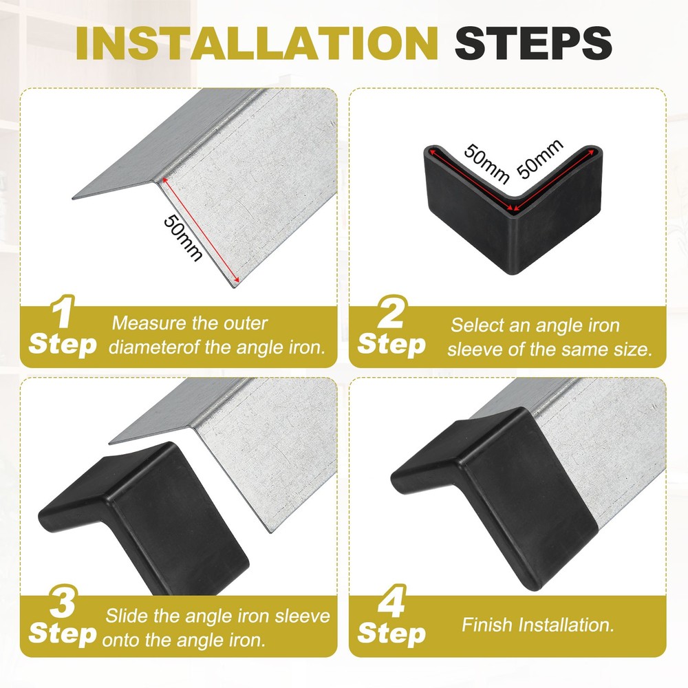 4Pcs 1" Bed Frame End Cap, Angle Iron Foot Pad Leg Protector, Black