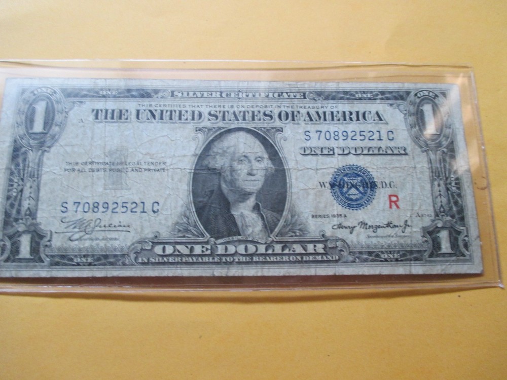 1935-A $1 SILVER CERTIFICATE (EXPERIMENTAL NOTE) WITH A RED R FR#1609