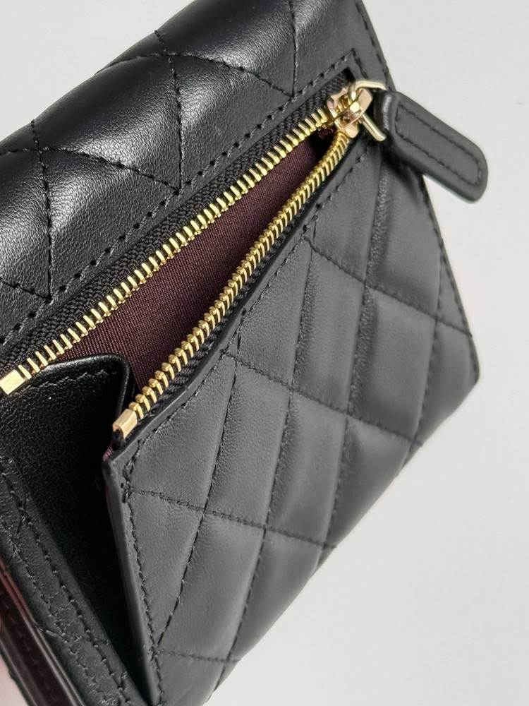 Chanel classic black caviar tri-fold wallet