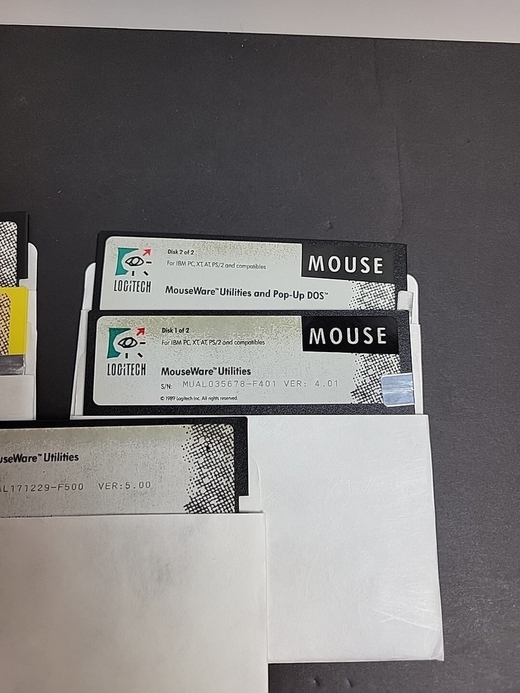 5.25" Floppy Disk LOGITECH Mouse Ware Utilities Mouseware Lot Bundle 5