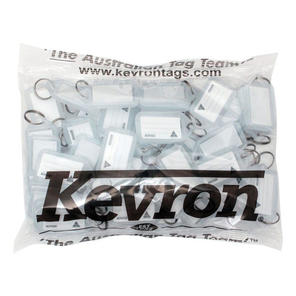 50 x Kevron CLEAR ID Key Tags Plastic Click Tags 56 x 30mm