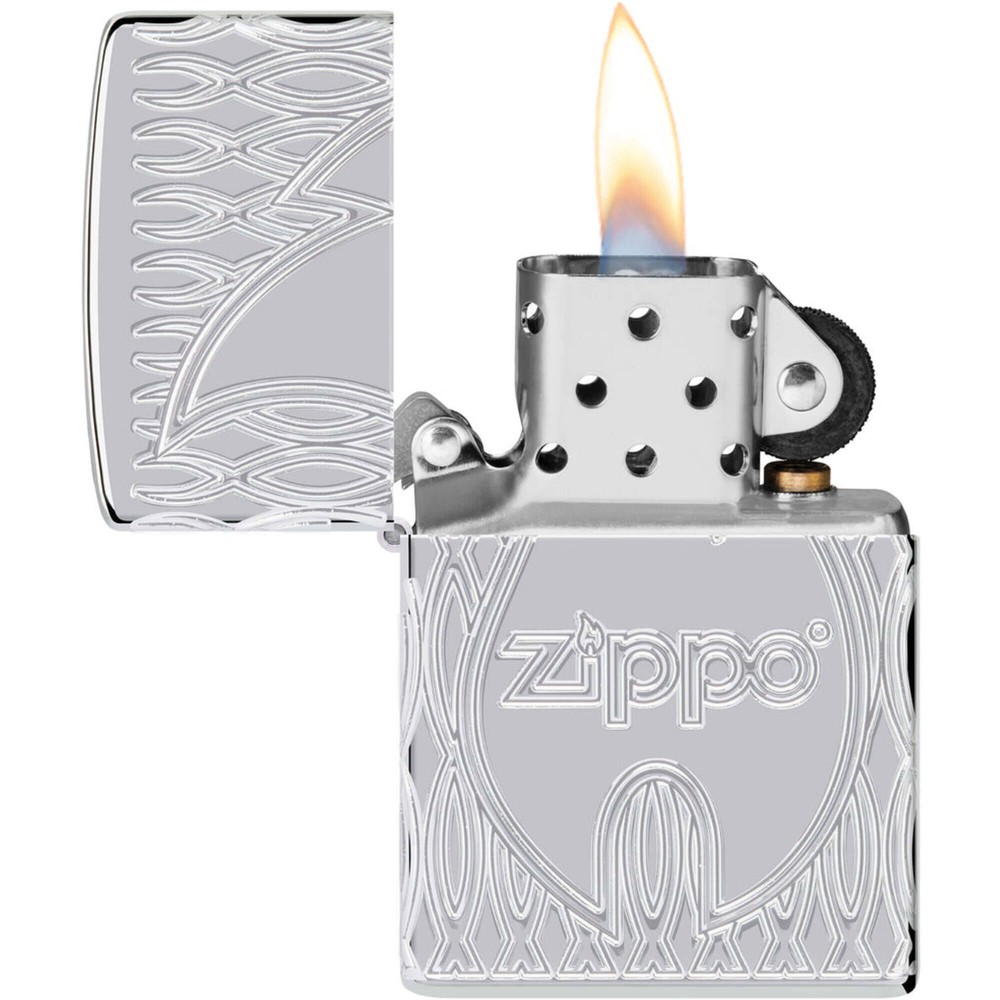 Zippo Lighter Flame Design Metal Construction Refillable and Windproof 48838
