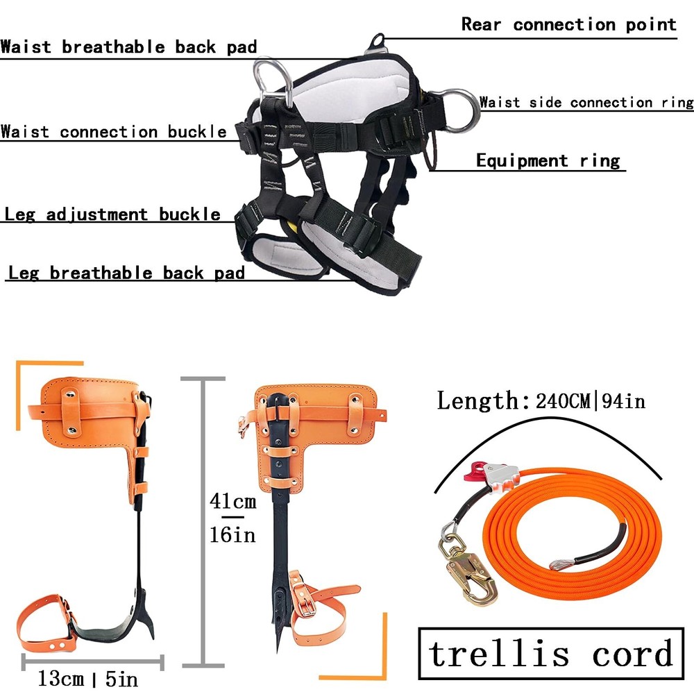Tree Climbing Spikes Set,Tree Climbing Gear with Professional Adjustable Clim...