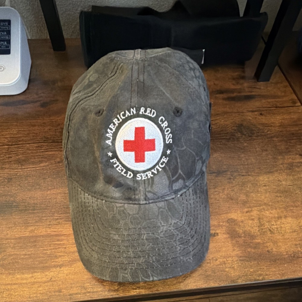 Red Cross Official Field Service Hat Black Adjustable with Embroidered Patch