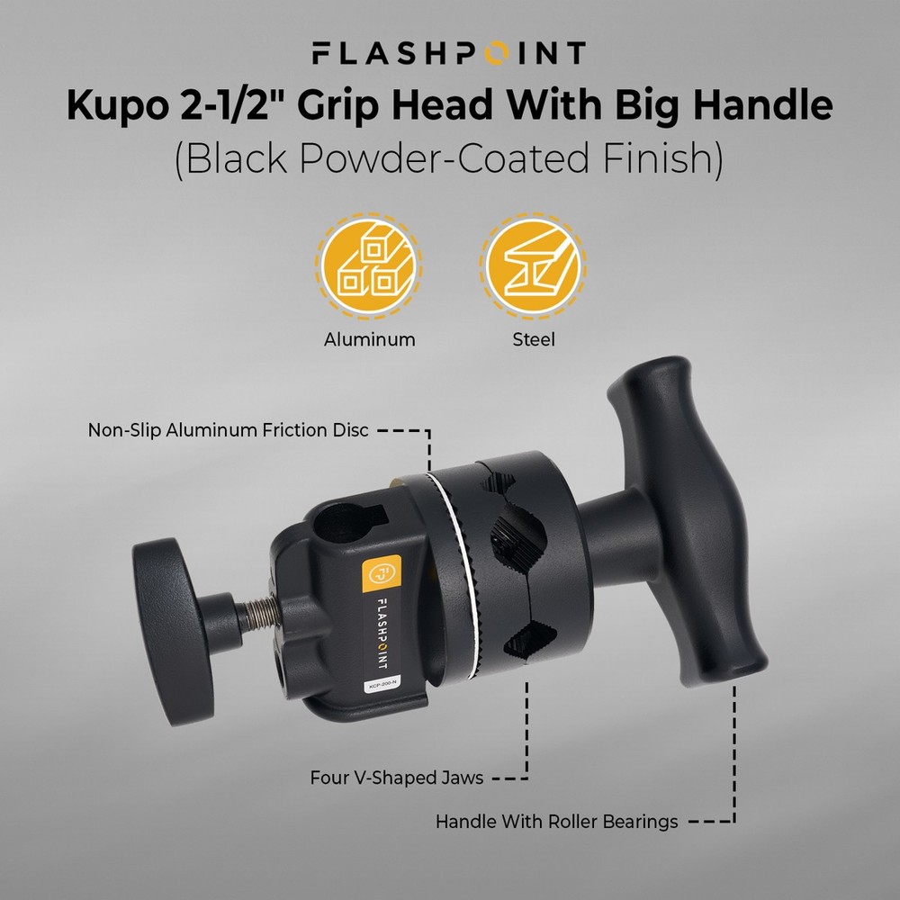 Flashpoint Grip Head for Lights and Accessories, Black