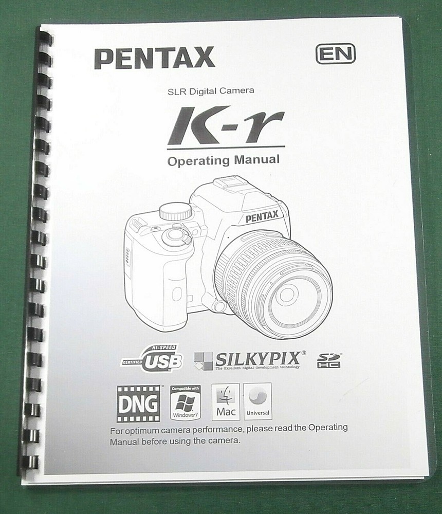 Pentax K-R Operating Manual: 355 Pages & Protective Covers!