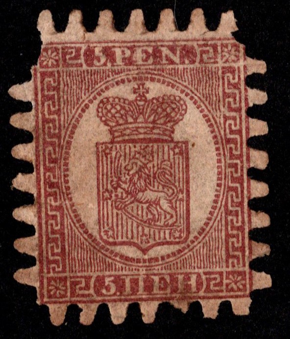Finland Scott 6b Used with missing perforation.