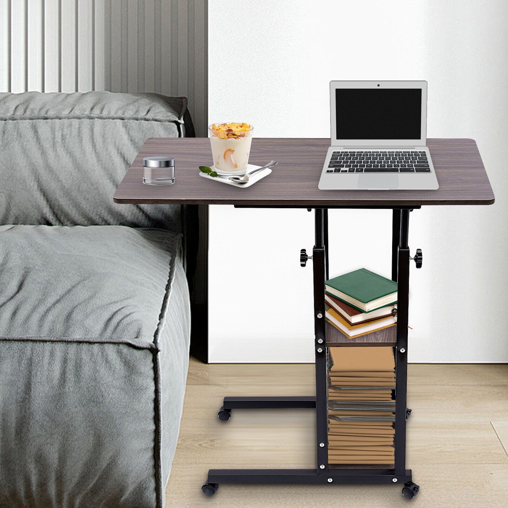 C-Shaped Side Table Adjustable, Height Adjustable C Table with Wheels