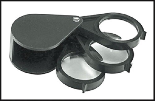 Folding 15x Magnifier, 3 lenes 5x each, Handheld Loupe