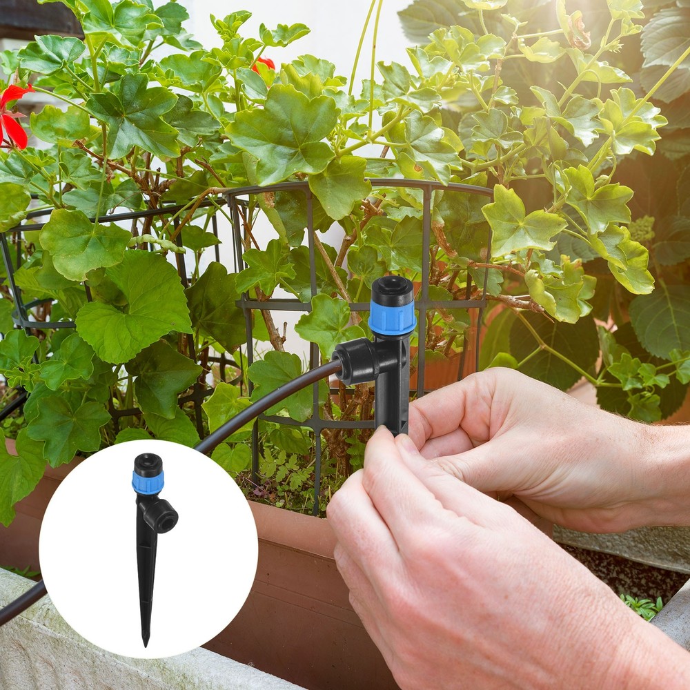50-Pack Drip Irrigation Emitters, Adjustable 360 Degree, Blue, Red