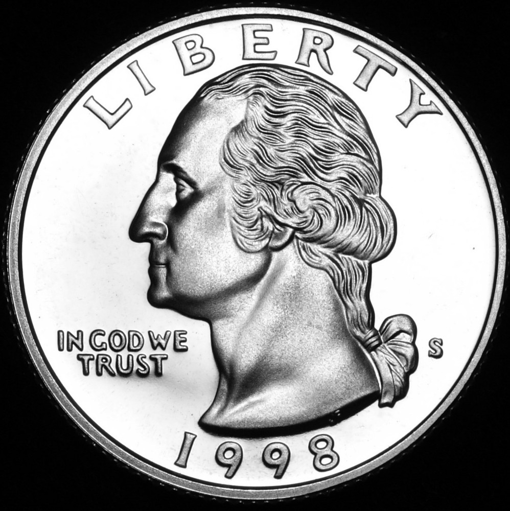 1998 S  Washington Quarter ~ Mint Clad Proof from U.S. Proof Set