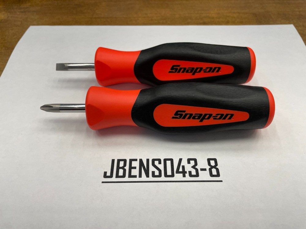 Snap-on Tools NEW ORANGE 2pc Soft Grip Instinct Handle Stubby Screwdriver Set