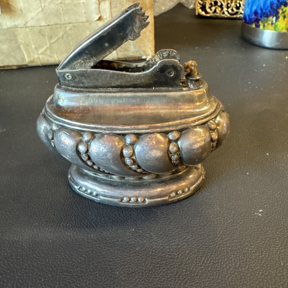 Vintage Ronson Crown Table Lighter Silverplate Art Deco