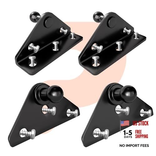 10MM Mounting Bracket, Gas Strut Spring Ball Stud, 2 Angled 10mm Standard Black