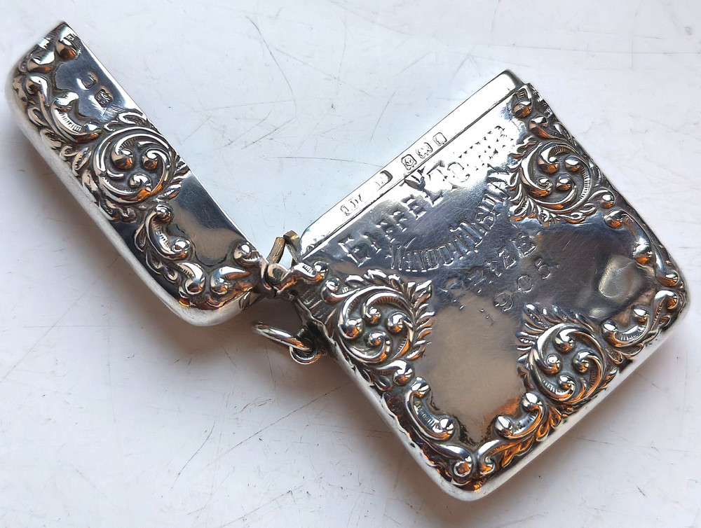 ANTIQUE SILVER VESTA CASE EIFFEL TOWER WINDOW DISPLAY PRIZE BIRMINGHAM 1905