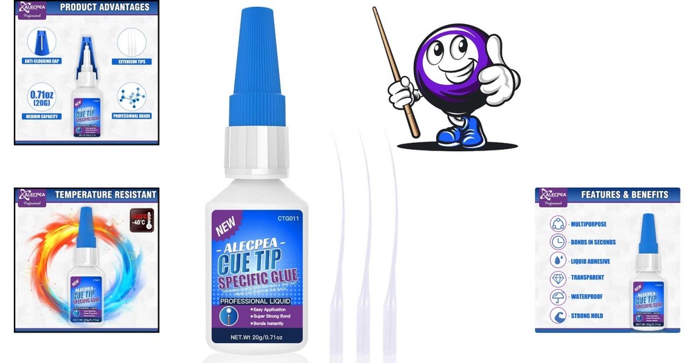 Quick Dry Pool Cue Tip Glue 20g - High Performance Adhesive for Repairs