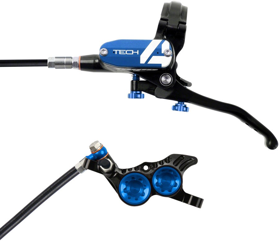 Hope Tech 4 V4 Hydraulic Disc Brake Set - Front & Rear Post Mount, Blue,