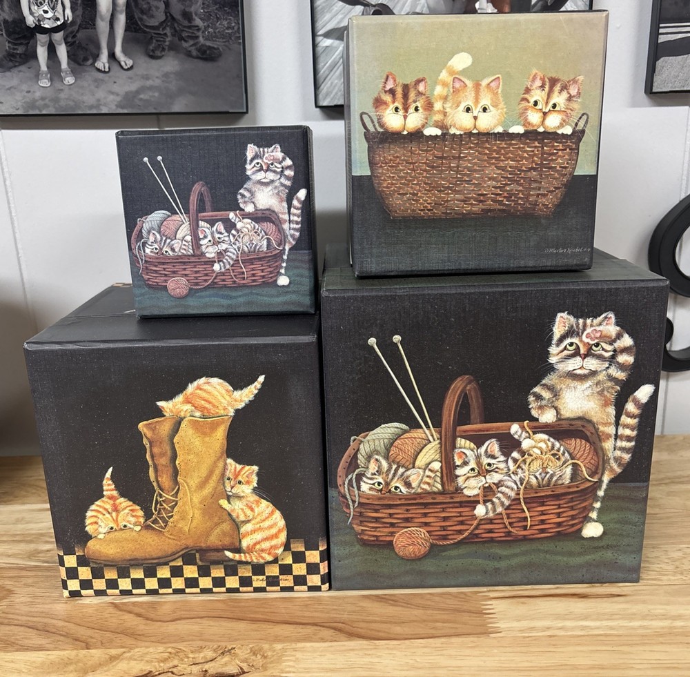 Bobs Boxes Lang Set Of 4 Nesting Boxes Cats Kittens Calico Cats Nesting Boxes
