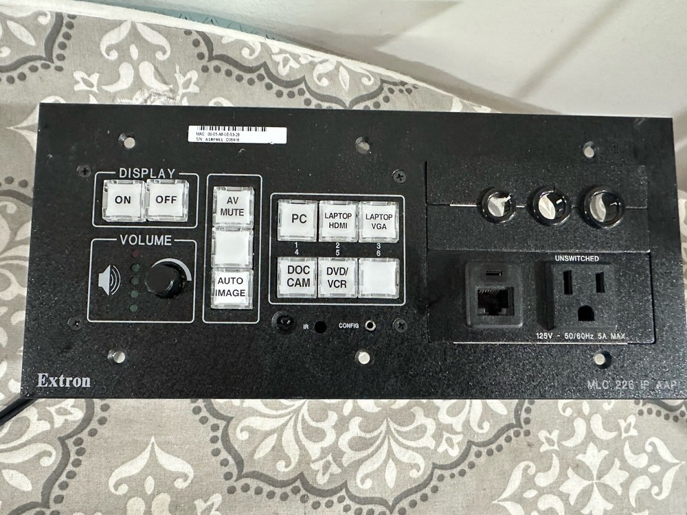 Extron Media Link MLC 226 IP AAP Secondary Control Panel