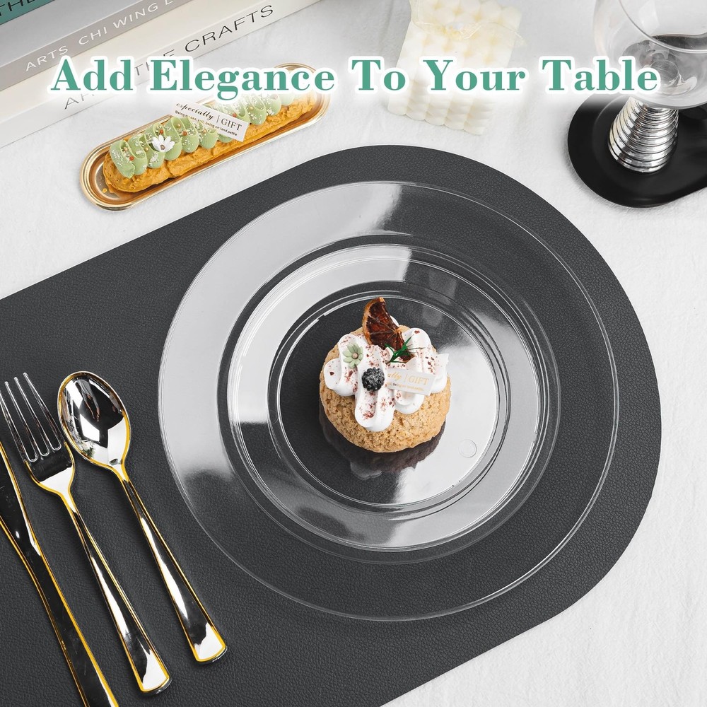 200PCS Clear Plastic Plates, Heavy Duty Plastic Plate Disposable, Include 100...