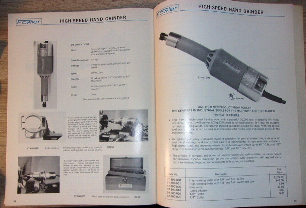 Vintage 1976 Fowler Cutting Tools Catalog No. 576