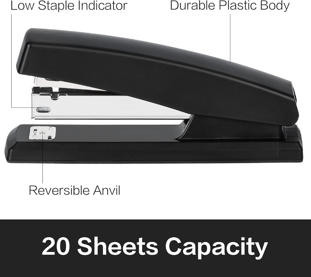 Desktop Stapler, 25 Sheet Capacity, Includes 1000 Staples and Remover, Black