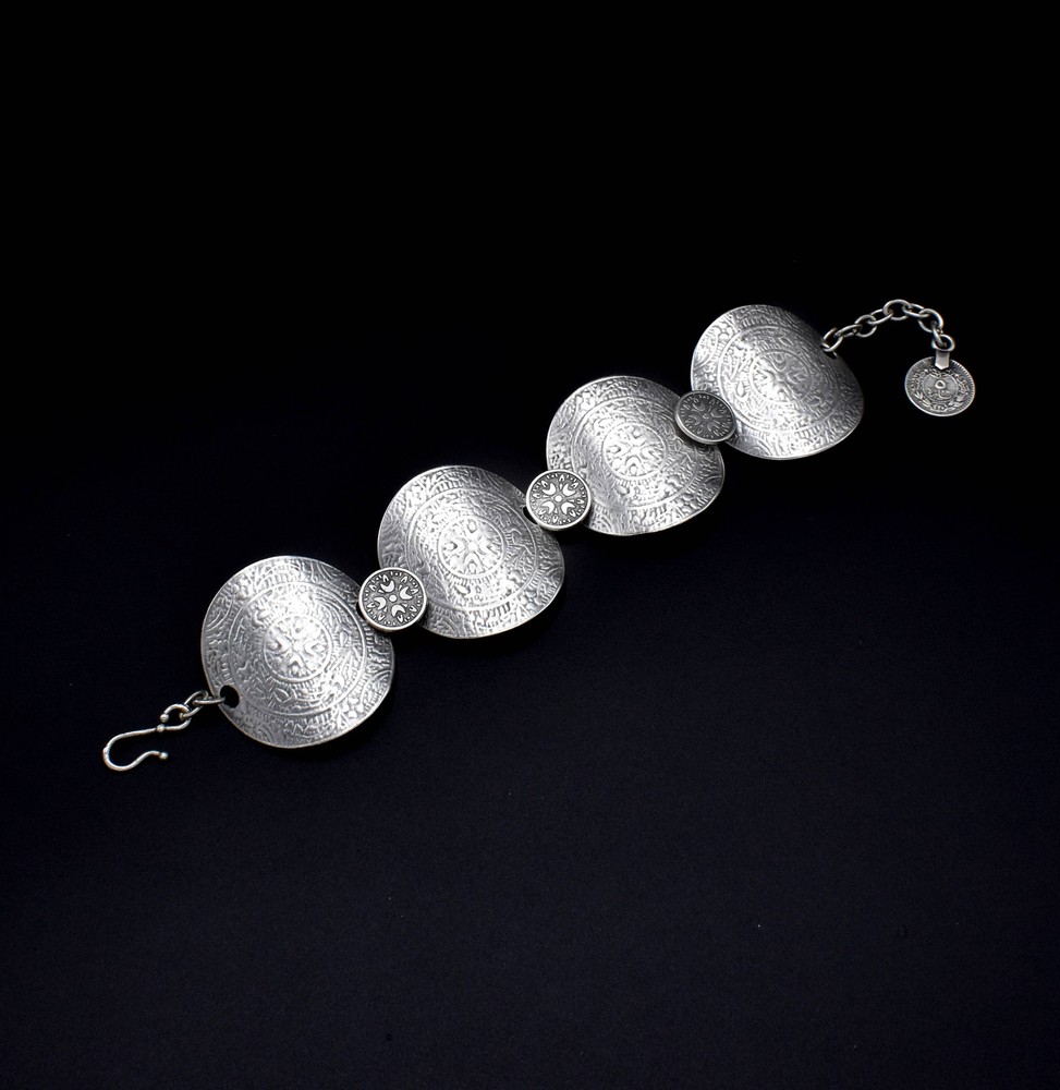 Handmade Pewter Egyptian Disc Bracelet
