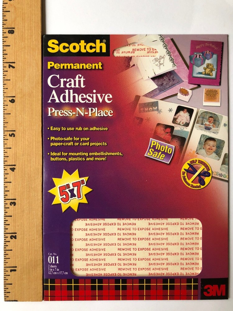 3M Scotch Permanent Press-In-Place Craft Adhesive  2 - 5” x 7” Sheets