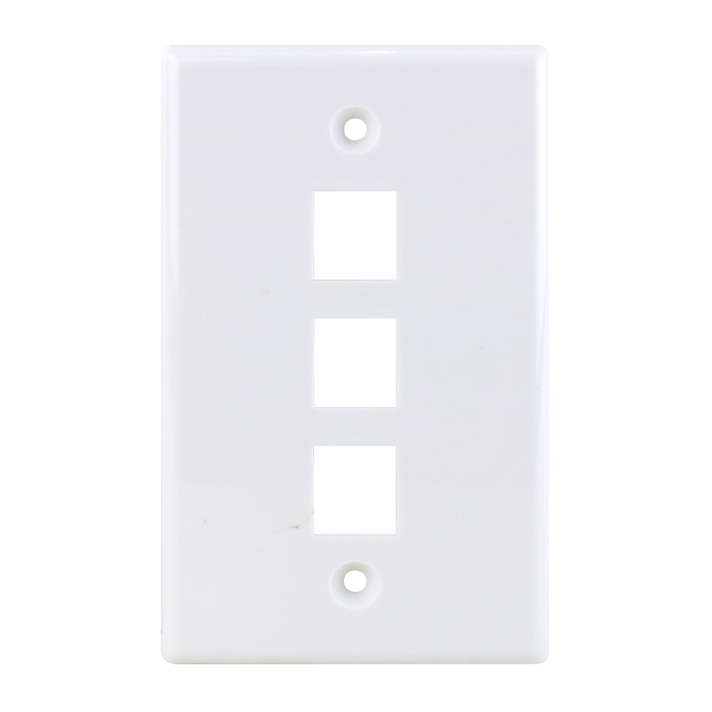 Construct Pro Single Gang 3-Port Keystone Wall Plate (10 Pack, White)