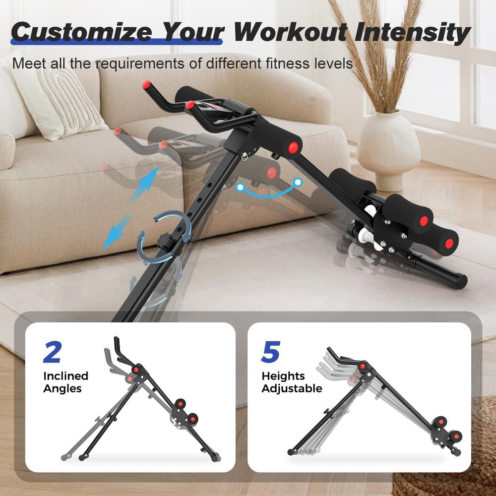 AB Workout Machine Adjustable Ab Trainer Machine Foldable Ab Cruncher Strength T