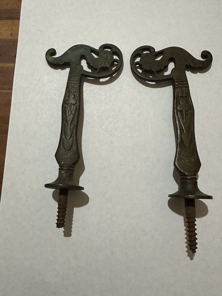 Two Antique Brass/Bronze Coat Or Hat Hooks