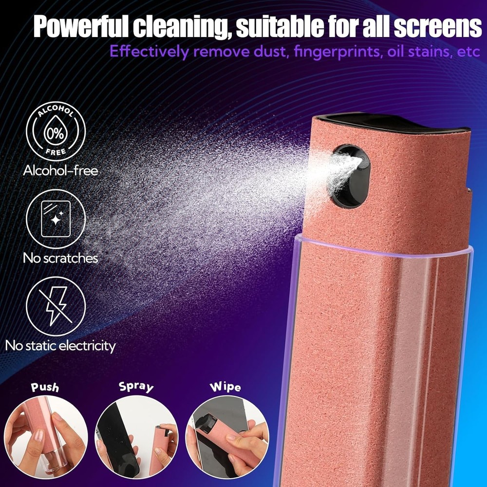 15 Pack - Portable Screen Cleaner refillable mist spray.  Microfiber case 10ml