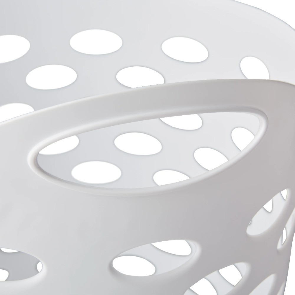 White Plastic Laundry Hamper Basket with Handles for Easy Carrying