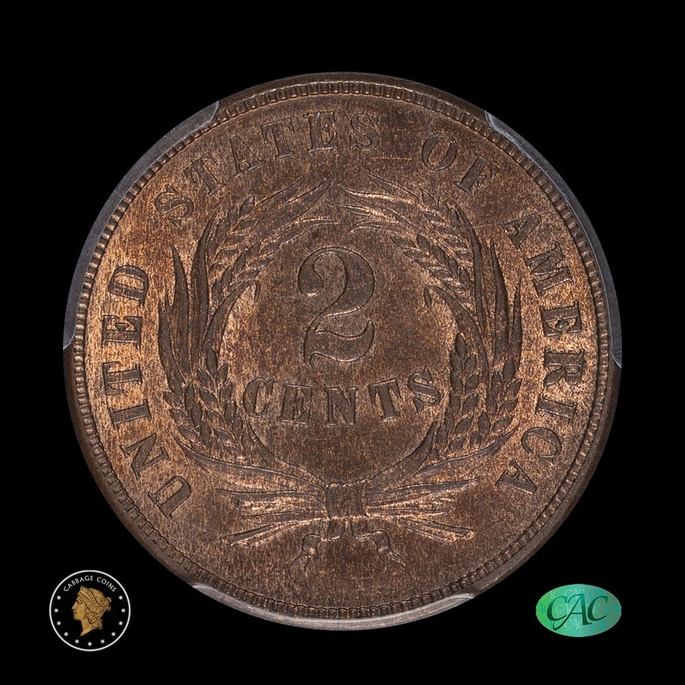 1868 2C Shield Two Cents PCGS MS65RB CAC