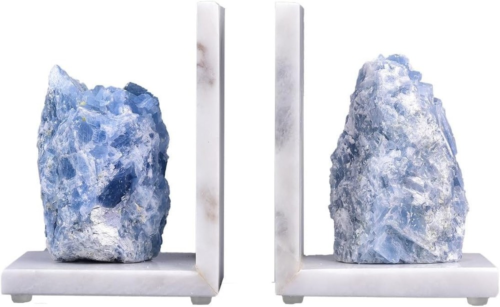 Durable Decorative Bookends Crafted from White Marble with Rubber Protection