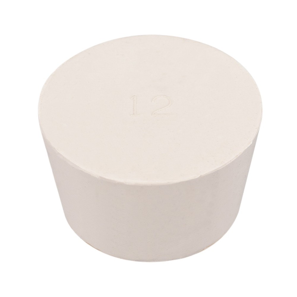 White Tapered Shaped Solid Rubber Stopper for Lab Tube Stopper, Size 12