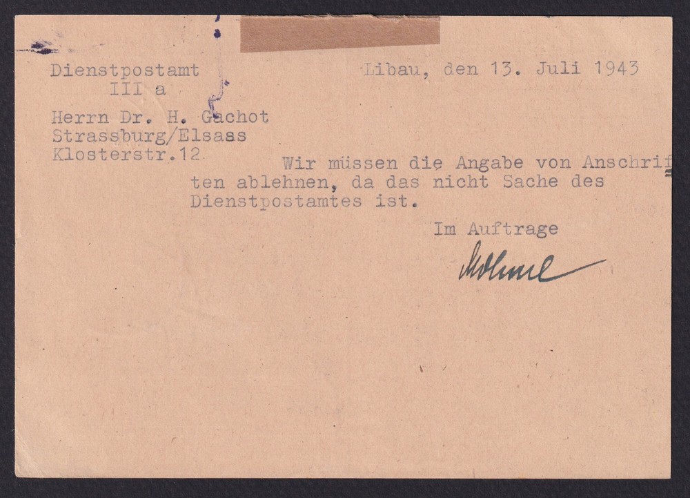 LATVIA 1943, Service postcard from Libau, WWII