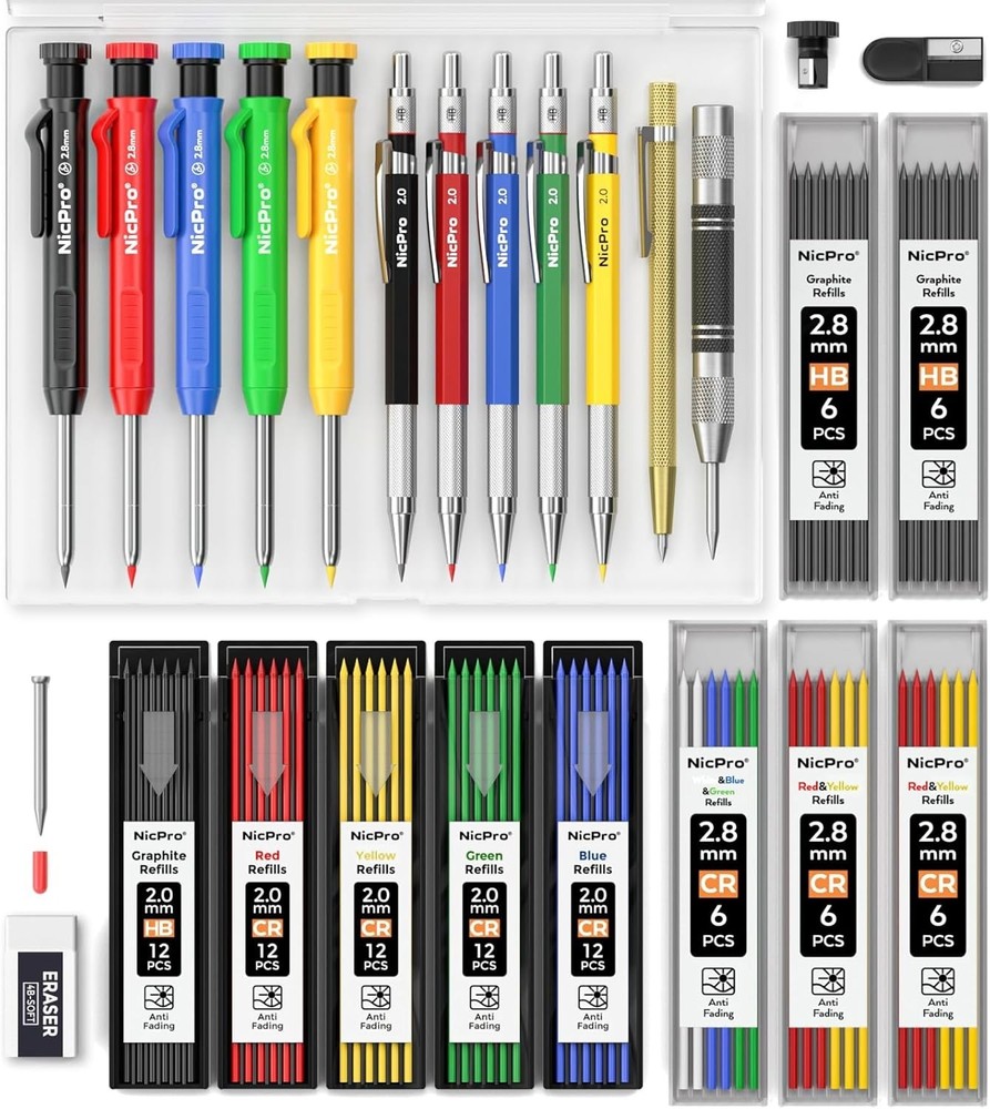 Complete Carpenter Pencils Set with Tools