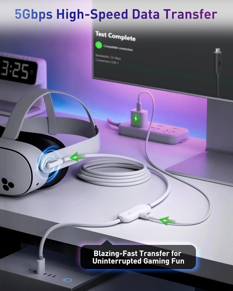 VR Charging Link Cable 16FT (Next-Gen Chip) Compatible with Meta Quest 3S/Quest