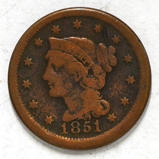 1851 Braided Hair Large Cent