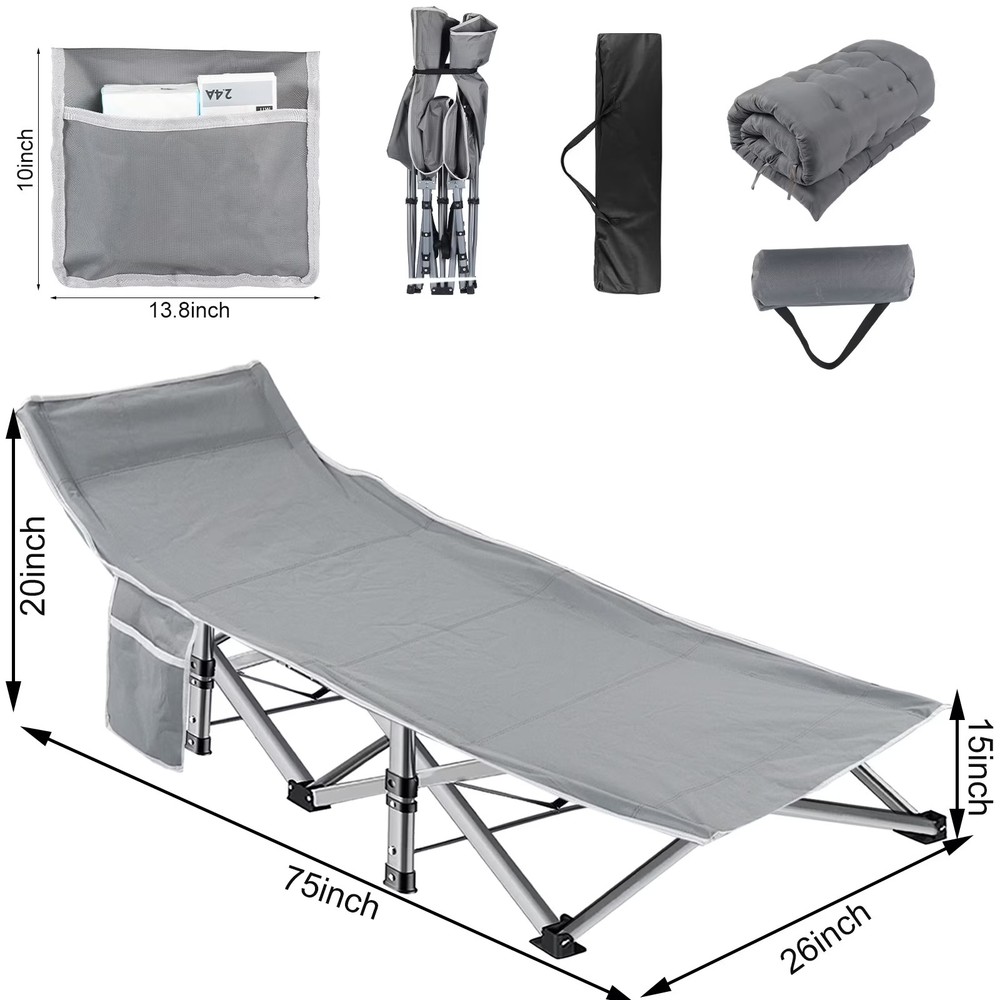 Folding Bed Cot with Pillow, 2 Sided Mattress Heavy Duty Folding Sleeping