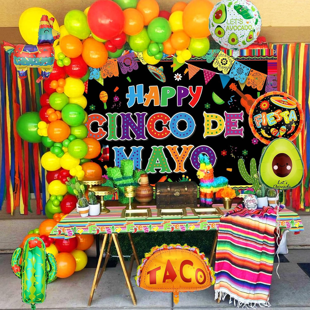 Fiesta Party Decorations Kit, Cinco De Mayo Decorations Set with Banner Backdrop