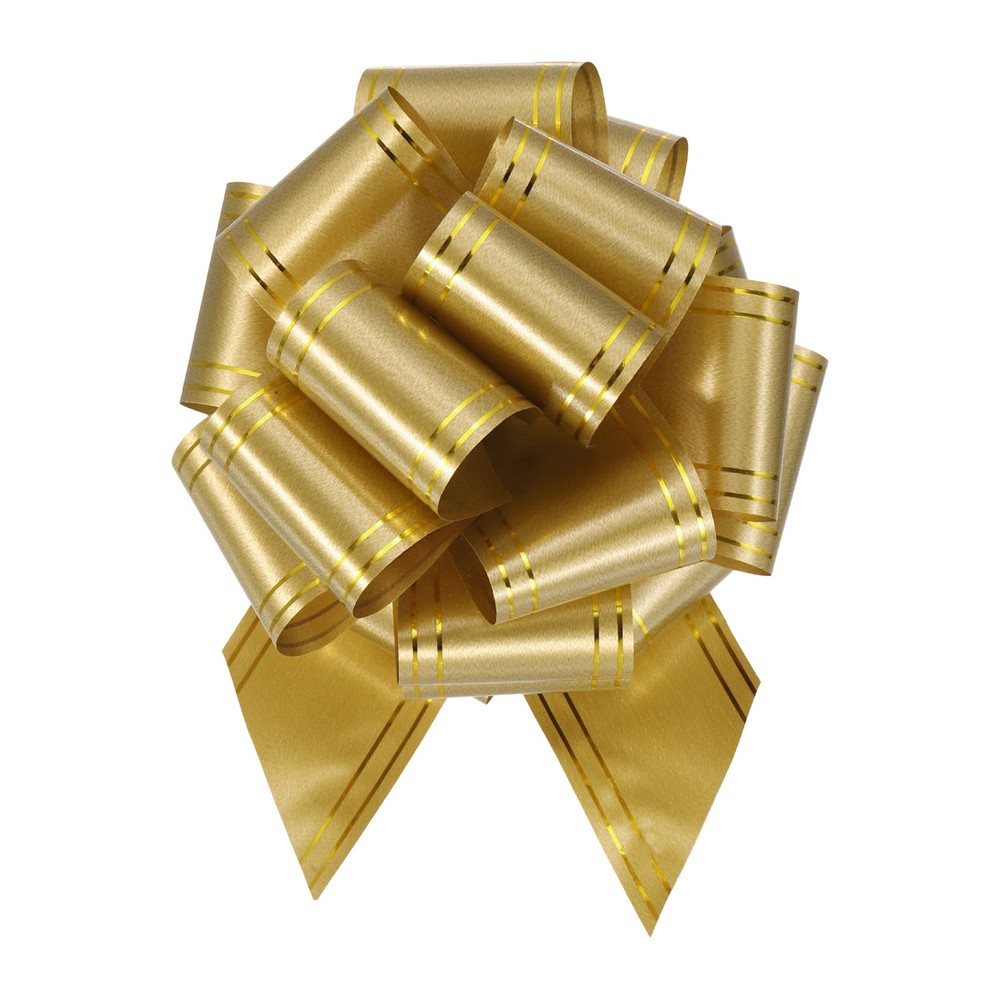 5pcs 6" Large Pull Bow Metallic Gold Gift Wrapping Bows with Gold Edge