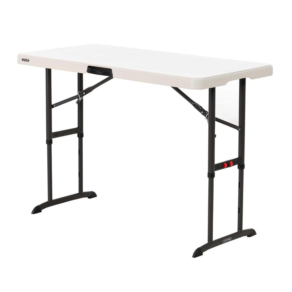 80387 4-Foot Commercial Adjustable Folding Table, Almond