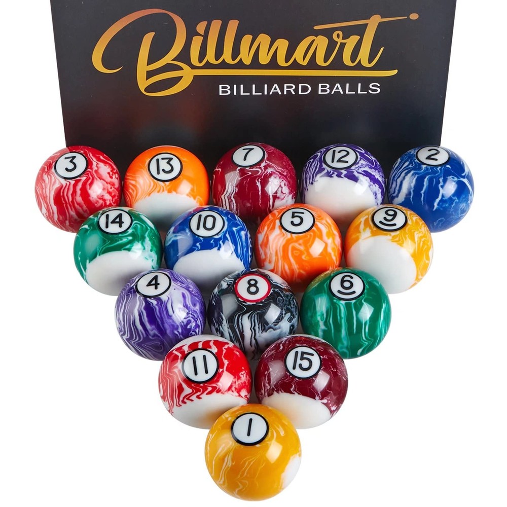 Billmart Billiard Balls Set 16 Pool Table 2.25", Marble Premium