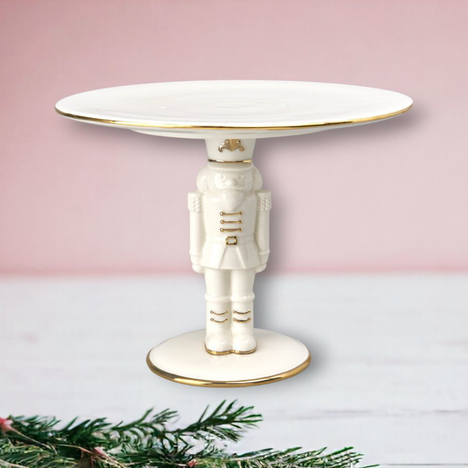 December Diamonds - White / Gold Nutcracker Serving Plate - 29-29940